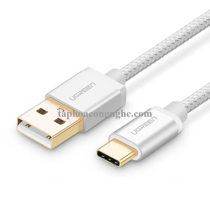 Ugreen 20815 3M màu Trắng Dây USB 2.0 sang Type-C đầu nhôm dây bọc vinyl US174 30020815